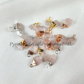 Big Sale On Raw Rose Quartz Electroplated Pendant Connectors, Gemstone Connectors, Sold By Piece